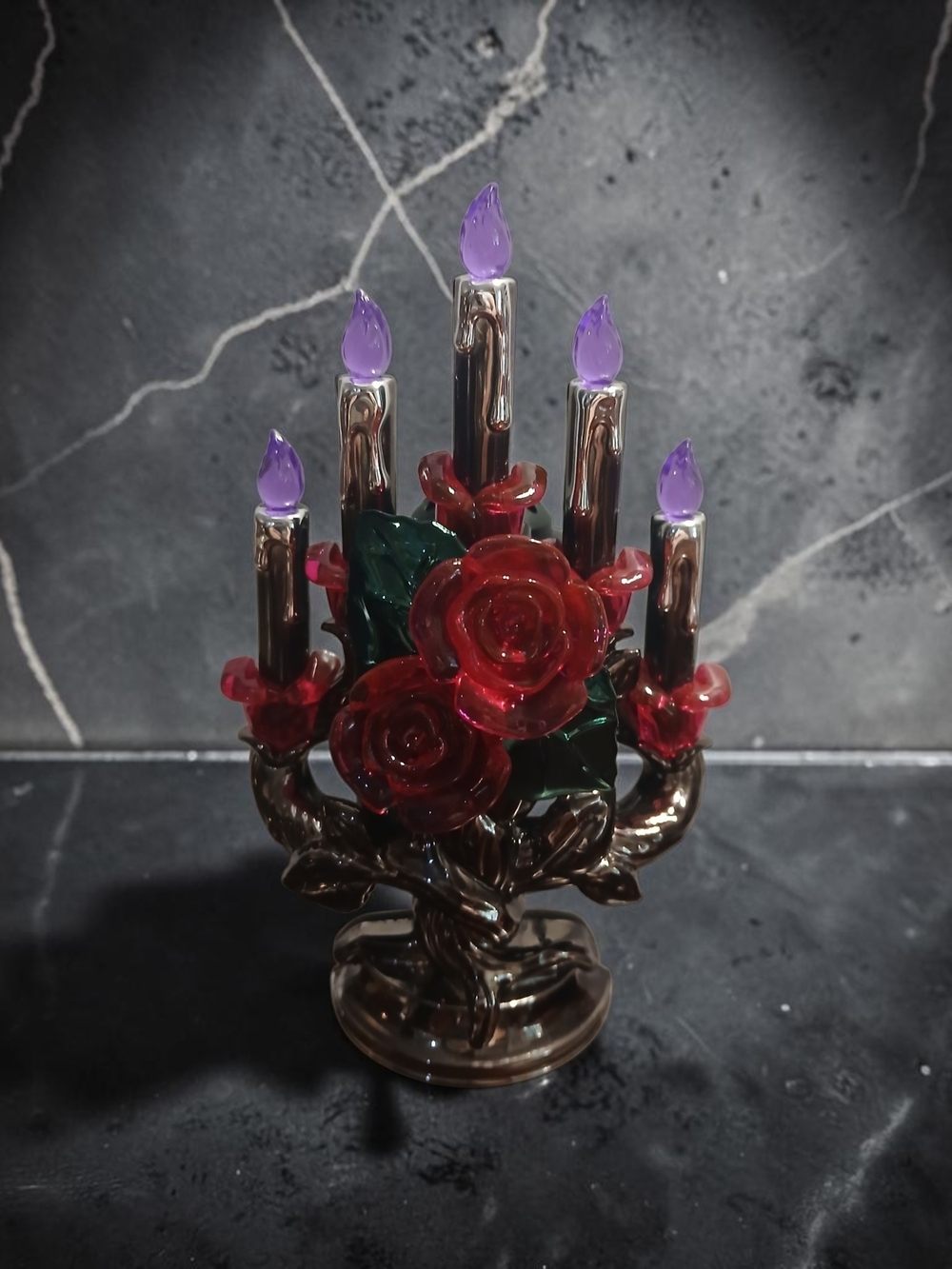 Decorative Rose Candelabra LED Wallflower Holder in Red and Purple